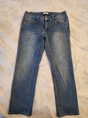 Kensie Straight-Leg Jean Capris in Medium Blue Wash